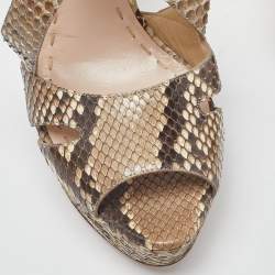 مملوكة مسبقًا Miu Miu Two Tone Python Ankle Strap Platform Sandals Size 39.5