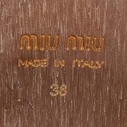Miu Miu Brown Leather Platform Wedge Ankle Strap Sandals Size 38