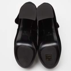 Miu Miu Black Velvet Zip Ankle High Block Boots Size 38