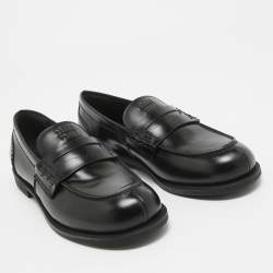 Miu Miu Black Leather Slip On Loafers Size 39
