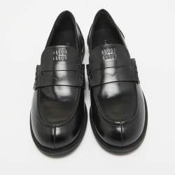 Miu Miu Black Leather Slip On Loafers Size 39