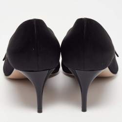 Miu Miu Black Satin and PVC Lazy Jewel Pumps Size 37.5