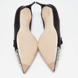 Miu Miu Black Satin and PVC Lazy Jewel Pumps Size 37.5