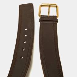 Pre Owned Miu Miu Brown Leather Wide Waist Buckle Belt 85CM