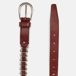Miu Miu Burgundy Leather Chainlink Buckle Belt 80CM