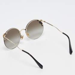 Miu Miu Black/Gold Gradient Manière Pearl Round Sunglasses