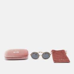Pre Owned Miu Miu Black  SMU 13N Glitter Frame Round Sunglasses