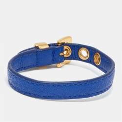 Miu Miu Blue Leather Heart Charm Wrap Bracelet