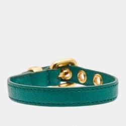 Miu Miu Leather Gold Tone Bracelet