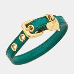 Miu Miu Leather Gold Tone Bracelet