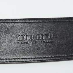Pre Owned Miu Miu Metallic Silver/Gold Patent Leather Waist Belt 85CM