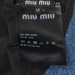 Pre Owned Miu Miu Blue Denim Logo Bucket Hat  