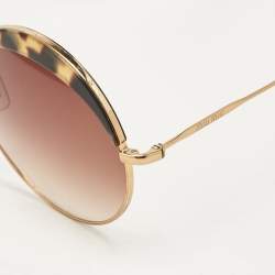 Miu Miu Brown Gradient Tortoise Gold Tone SMU51Q Round  Sunglasses