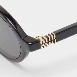 Pre Owned Miu Miu Black SMU 04Z Oval Sunglasses