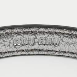 Miu Miu Silver Leather Wrap Bracelet
