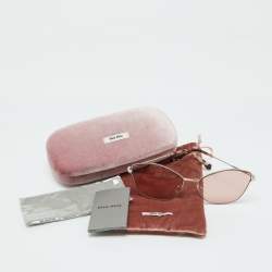 Pre Owned Miu Miu Silver Tone/Pink SMU60V Cat Eye Sunglasses 