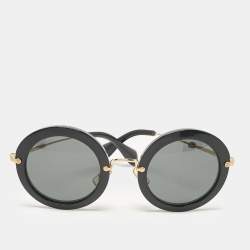 Miu Miu Black SMU 13N Round Sunglasses