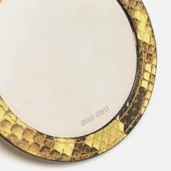 Miu Miu Yellow/Black Snakeskin Embossed Leather Cosmetic Mirror
