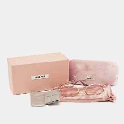 Pre Owned Miu Miu Pink Gradient SMU52Y Logo Oval Sunglasses