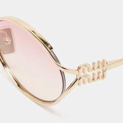 Pre Owned Miu Miu Pink Gradient SMU52Y Logo Oval Sunglasses