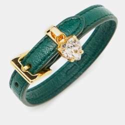 Miu Miu Crystal Green Leather Bracelet
