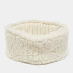 Miu Miu White Logo Applique Shearling Head band