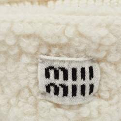 Miu Miu White Logo Applique Shearling Head band