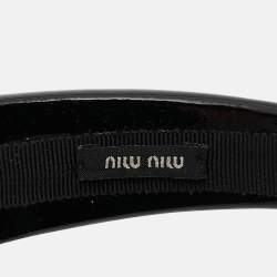 Miu Miu Black Patent Leather Logo Plaque Detail Headband 