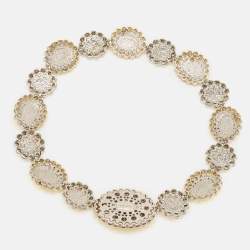 Pre Owned Miu Miu Yellow Composite Crystal Embellished SIlver Tone Floral Choker Necklace