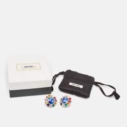  Miu Miu Rebels Crystals Silver Tone Clip On Earrings