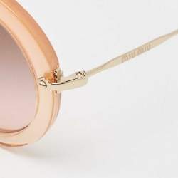 Miu Miu Peach/Brown Gradient SMU13N Round Sunglasses