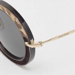 Miu Miu Black/Yellow Leopard Print SMU08R Round Sunglasses