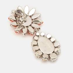 Miu Miu Daisy Composite Crystals Silver Tone Drop Earrings