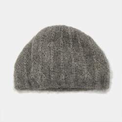 Miu Miu Grey Mohair Rib Knit Beanie M