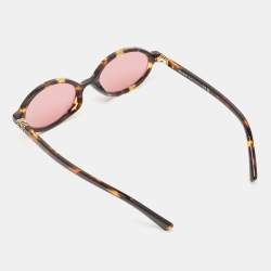 Pre Owned Miu Miu Regard Purple Tortoiseshell Acetate SMU04Z Oval Sunglasses