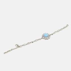 Miu Miu Crystals Composite Silver Tone Bracelet