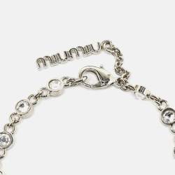 Miu Miu Crystals Composite Silver Tone Bracelet