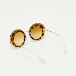 Miu Miu Gold Tone/Brown Gradient SMU10R Round Sunglasses