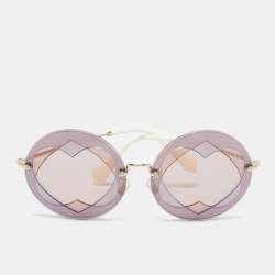 Miu Miu Purple/Pink SMU01S Cut Out Heart Round Sunglasses