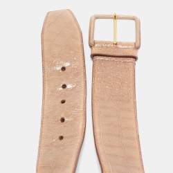 Miu Miu Old Rose Croc Embossed Patent Leather Buckle Belt 75CM