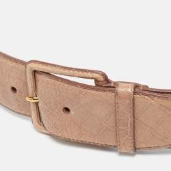 Miu Miu Old Rose Croc Embossed Patent Leather Buckle Belt 75CM