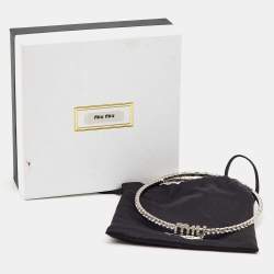 Miu Miu Crystal Silver Tone Adjustable Choker Necklace