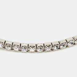 Miu Miu Crystal Silver Tone Adjustable Choker Necklace