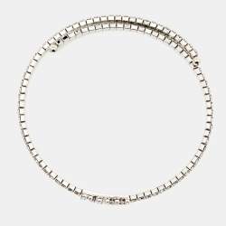 Miu Miu Crystal Silver Tone Adjustable Choker Necklace