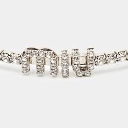Miu Miu Crystal Silver Tone Adjustable Choker Necklace