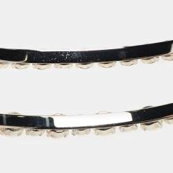 Miu Miu Silver Faux Pearl and Crystal Embellished Double Headband