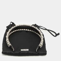 Miu Miu Silver Faux Pearl and Crystal Embellished Double Headband