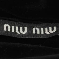 Miu Miu Black Crystal Embellished Velvet Rigid Headband