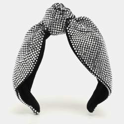 Miu Miu Black Crystal Embellished Velvet Rigid Headband