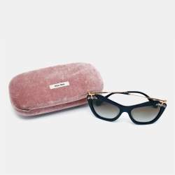 Miu Miu Navy Blue/Grey Gradient SMU 03P Crystals Cat Eye Sunglasses